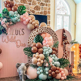 12" Sage Green Pink Brown Balloons for Wild One Safari Jungle Birthday Decor