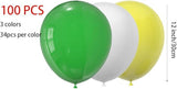 100pcs 12" Green White Yellow Balloons for Spring, Birthday, Wedding Decorations