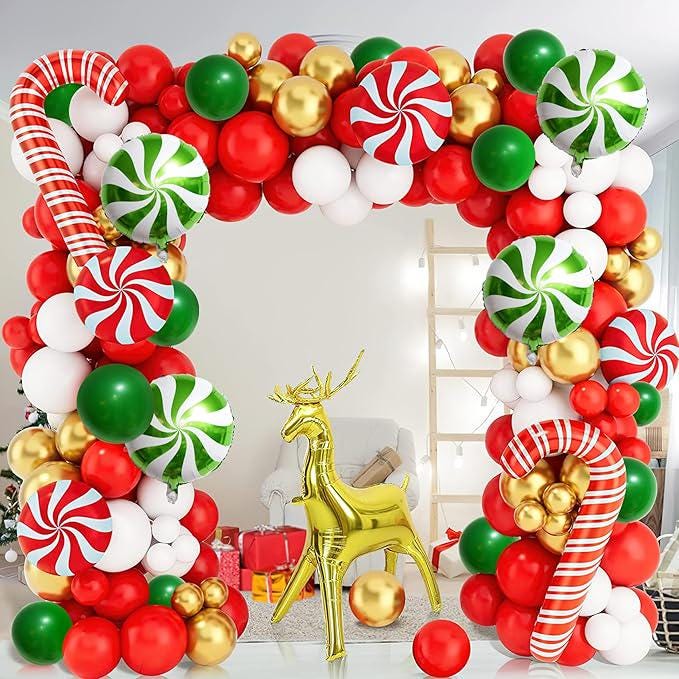 Christmas Balloon Arch Kit: Candy Cane & Gingerbread Garland (126 Pcs)