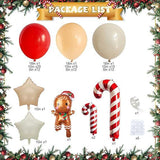 Gingerbread Christmas Balloon Arch Kit Red Brown White Balloons with Star and Candy Cane