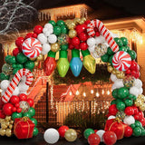 Christmas Balloon Arch Kit: Candy Cane, Light Bulb Garland