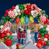 Christmas Balloon Arch Kit: Candy Cane, Light Bulb Garland