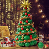 Christmas Balloon Arch Kit Red Green Gold Garland with Tree and Starburst Balloons