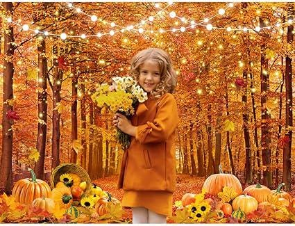 7x5FT Fall Backdrop Autumn Thanksgiving Maple Leaves Photo Background Decor