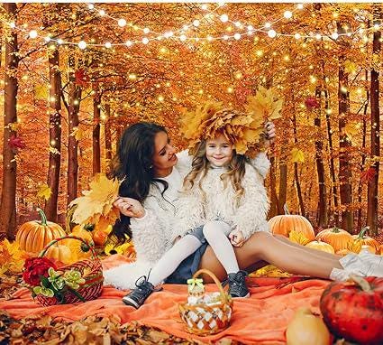7x5FT Fall Backdrop Autumn Thanksgiving Maple Leaves Photo Background Decor