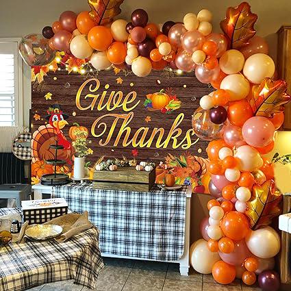 Happy Thanksgiving Backdrop 7x5FT Fall Harvest Maple Leaves Pumpkin Photo Background