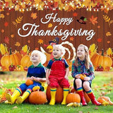 Happy Thanksgiving Banner Pumpkin Maple Leaf Turkey Backdrop Party Decorations