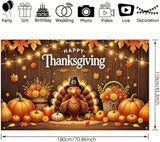 Happy Thanksgiving Backdrop Pumpkin Turkey Maple Leaves Fall Party Decorations