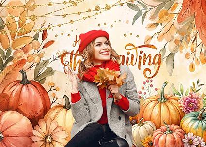 7x5FT Fall Thanksgiving Backdrop Pumpkin Harvest Photo Background Party Decor