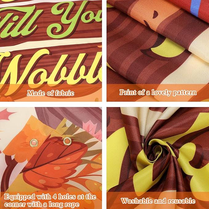 Thanksgiving Backdrop Gobble Till You Wobble Turkey Pumpkin Fall Party Decor