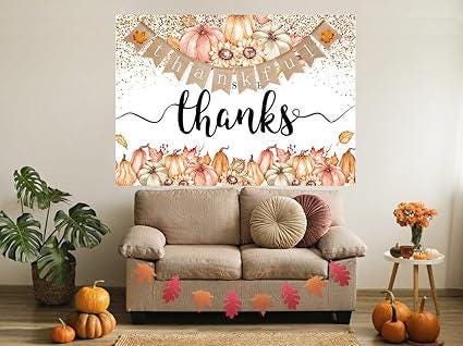 7x5FT Fall Thanksgiving Backdrop Festival Party Banner Autumn Decor