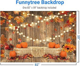 7x5FT Fall Pumpkin Backdrop Thanksgiving Harvest Wooden Sunflower Party Decor
