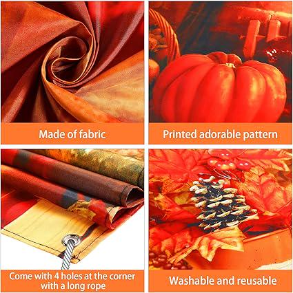 Thanksgiving Fireplace Backdrop Fall Pumpkin Maple Leaf Sunflower Party Decor