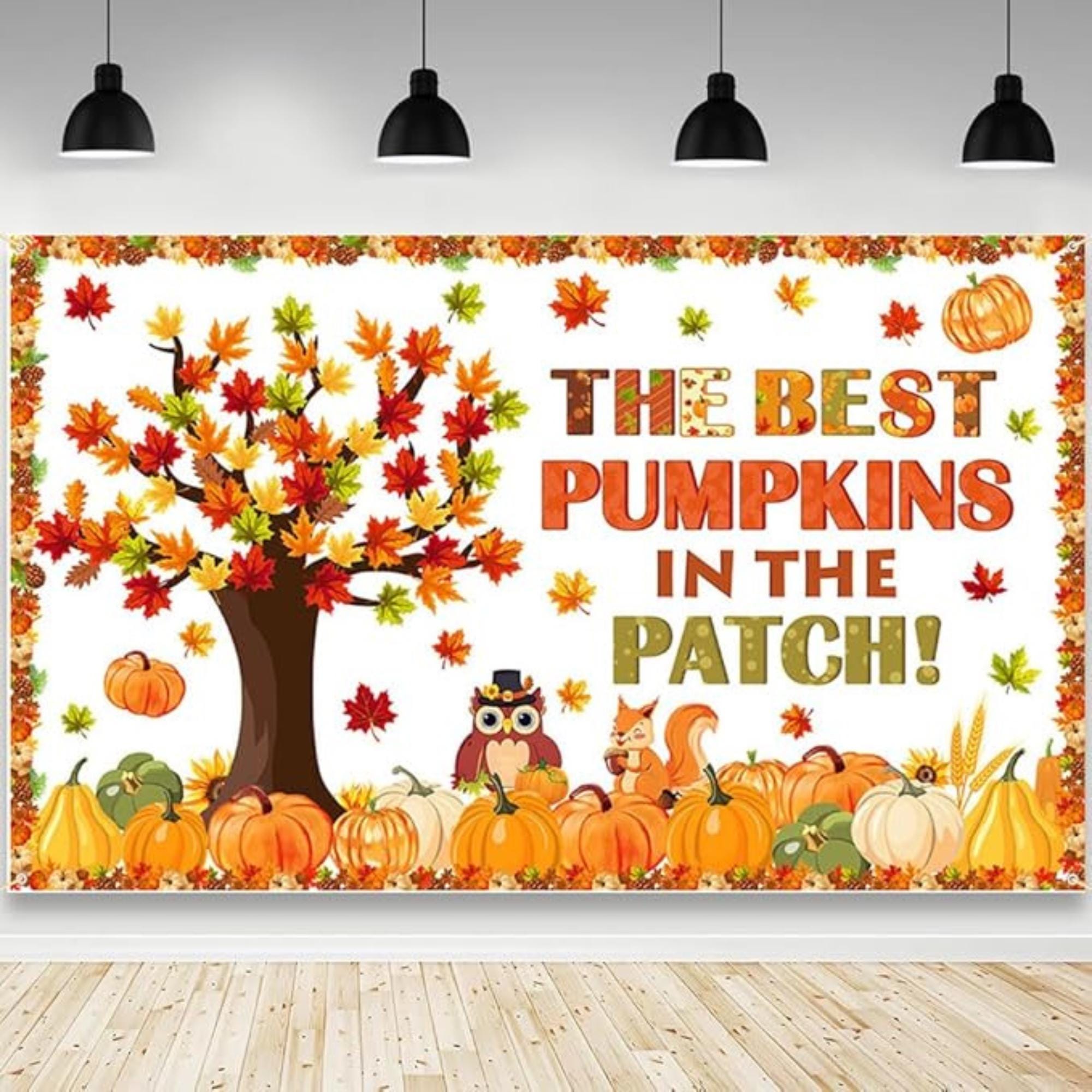 Pumpkin Patch Backdrop Fall Thanksgiving Maple Leaves Party Photo Background