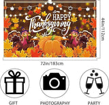 Large Thanksgiving Banner Turkey Pumpkin Maple Leaf Backdrop Party Photo Decor