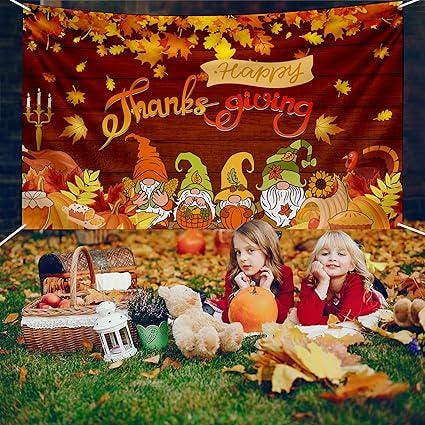 Happy Fall Banner 72x44 Inch Thanksgiving Party Backdrop Autumn Festival Decor