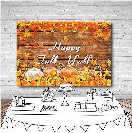 Happy Fall Yall Backdrop Pumpkin Rustic Wooden Maple Leaves 7x5FT Thanksgiving Photo Background