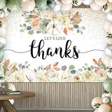 Let's Give Thanks Backdrop Boho Floral Pumpkins 7x5FT Thanksgiving Party Photo Background