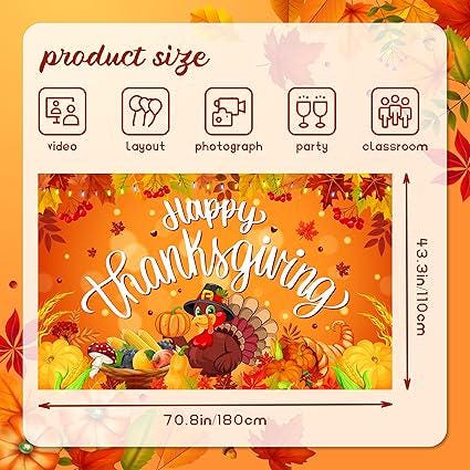 Happy Thanksgiving Banner 72x44 Inch Fall Holiday Backdrop Party Supplies Outdoor Decor