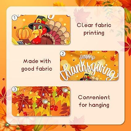 Happy Thanksgiving Banner 72x44 Inch Fall Holiday Backdrop Party Supplies Outdoor Decor