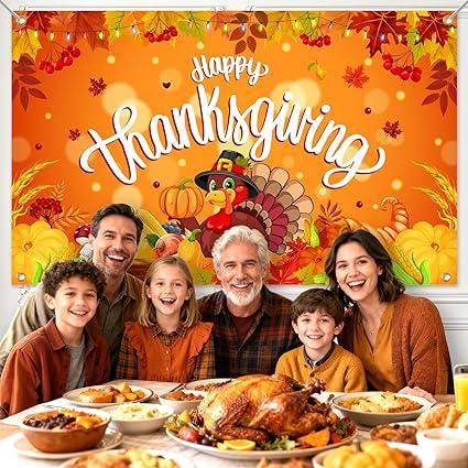 Happy Thanksgiving Banner 72x44 Inch Fall Holiday Backdrop Party Supplies Outdoor Decor