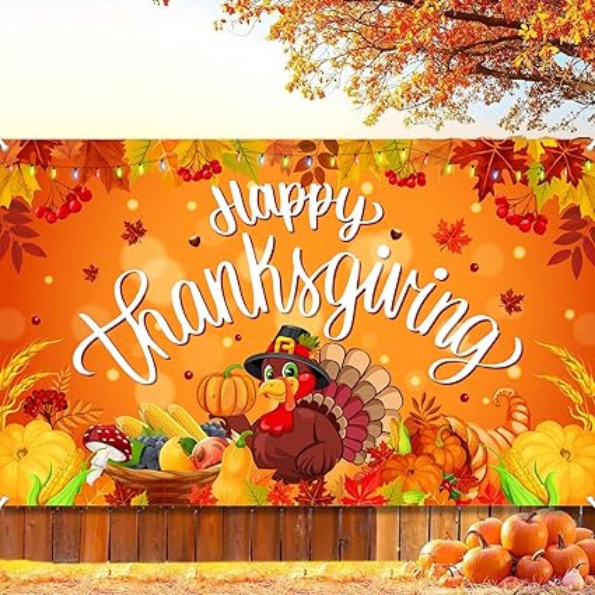 Happy Thanksgiving Banner 72x44 Inch Fall Holiday Backdrop Party Supplies Outdoor Decor