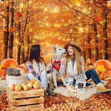 7x5FT Fall Photography Backdrop Autumn Maple Leaves Forest Thanksgiving Party Decor