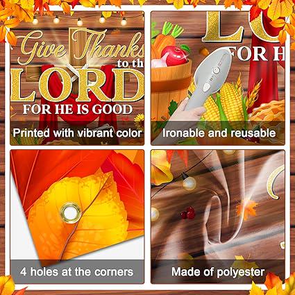 Give Thanks to The Lord Backdrop Fall Harvest Christian Thanksgiving Party Banner