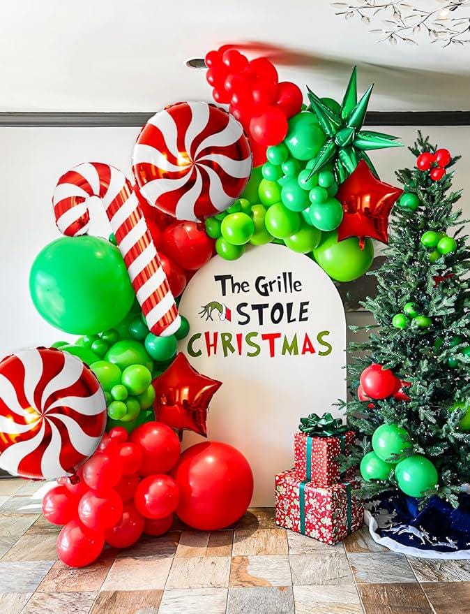 Christmas Balloon Garland Kit 130PCS Red Green Gold Balloons for Holiday Party Decor