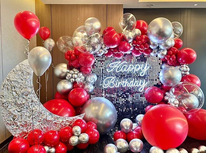 110PCS Red Balloon Garland Kit with Mixed Size Balloons for Party Decorations