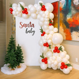 178PCS Santa Baby Shower Balloon Arch Kit Red White Balloons for Christmas Party Decor