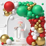 110PCS Red Green White Gold Balloon Kit Mixed Sizes for Christmas Party Decor