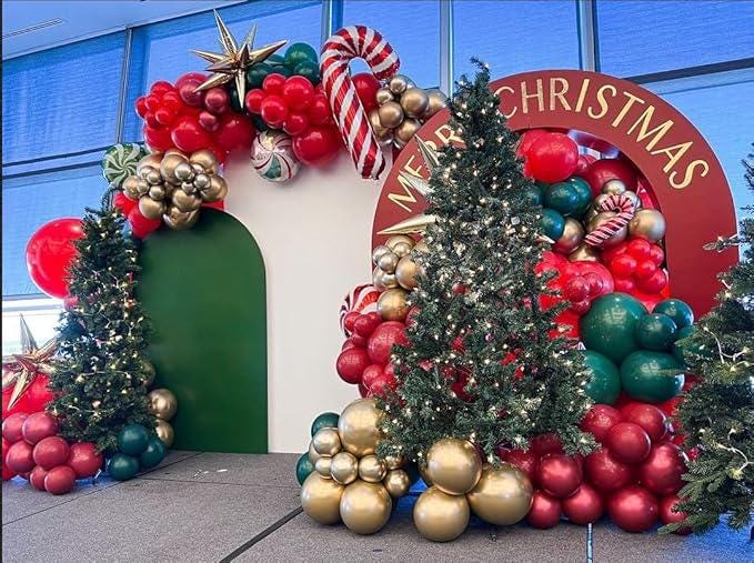 125PCS Christmas Balloon Garland Kit Dusty Red Green Gold Balloons for Holiday Decor