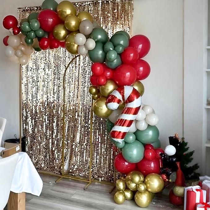 133PCS Christmas Balloon Garland Kit Retro Red Green Gold White Balloons for Holiday Decor