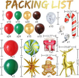 149PCS Christmas Balloon Garland Kit Red Green Gold Brown Balloons for Holiday Decor