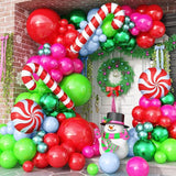 114PCS Christmas Balloon Garland Kit Red Pink Green Blue Balloons for Holiday Decor