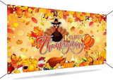 Thanksgiving Backdrop Banner Happy Thanksgiving Fall Party Decor with Maple Leaves Turkey