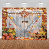 7x5ft Fall Thanksgiving Backdrop Pumpkin Harvest Barn Autumn Maple Leaves Party Photo Booth