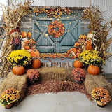 Fall Thanksgiving Backdrop Rustic Barn Pumpkin Harvest Maple Leaves Friendsgiving Party Photo Props
