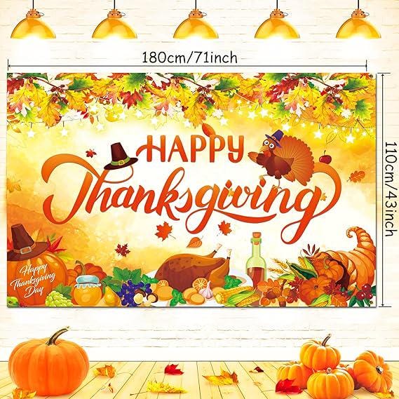 Thanksgiving Banner Backdrop Fall Decorations Turkey Friendsgiving Party Home Indoor Decor
