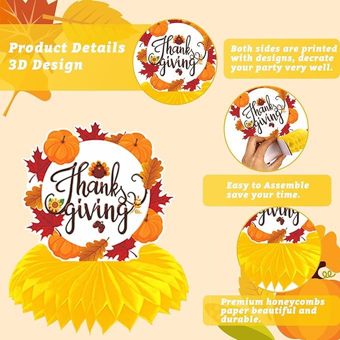 Thanksgiving Party Decorations Orange Happy Thanksgiving Banner Pumpkin Turkey Maple Leaf Set 20PC