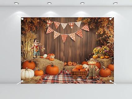 82.6x59inch Thanksgiving Backdrop Pumpkin Harvest Autumn Fall Photography Background