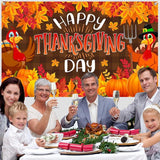 Happy Thanksgiving Banner Pumpkin Maple Turkey Backdrop Fall Party Photography Decorations