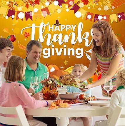 7x5ft Happy Thanksgiving Backdrop Turkey Pumpkin Maple Leaf Harvest Party Photo Background