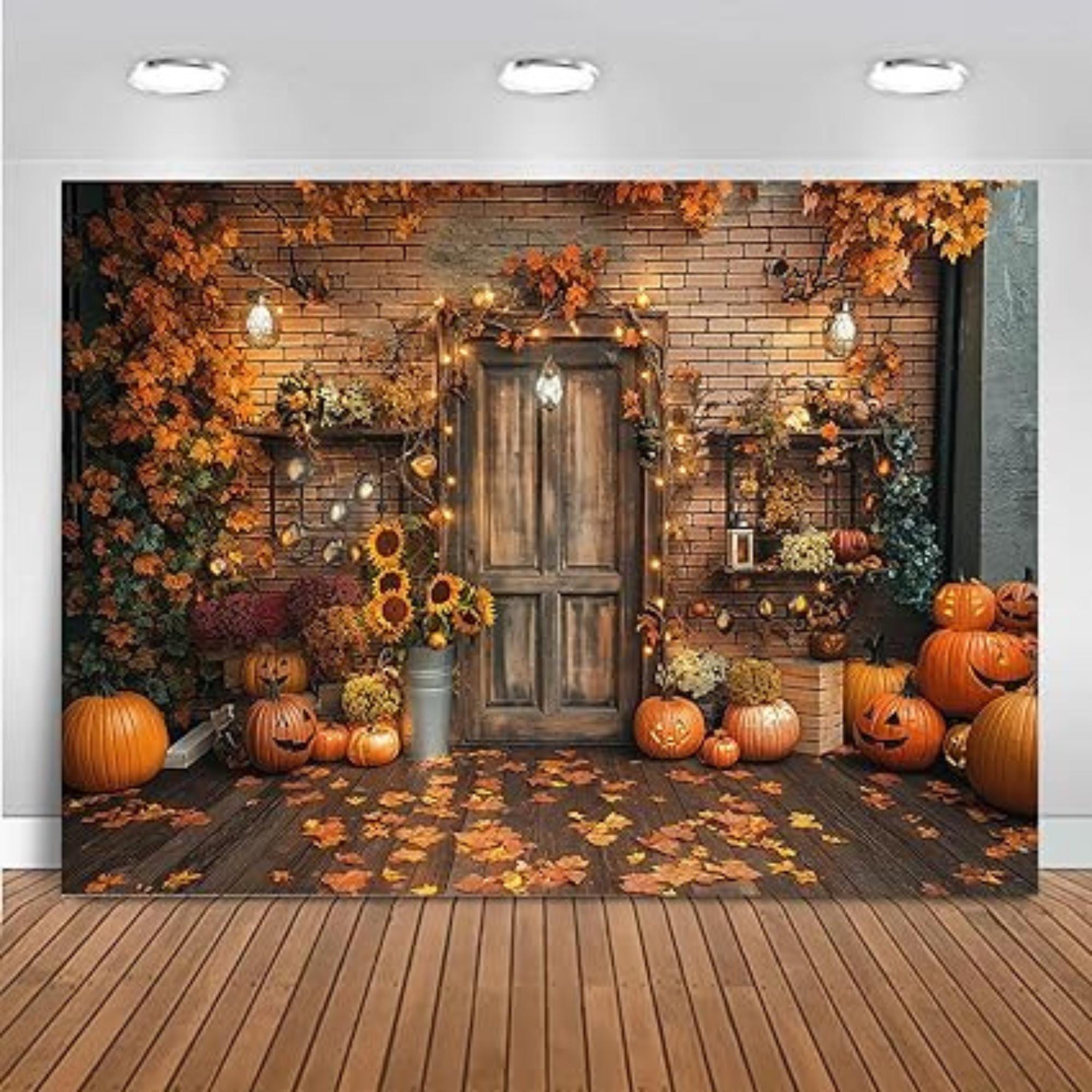 7x5ft Fall Backdrop Pumpkin Autumn Festival Maple Leaves Harvest Photography Photo Booth Background