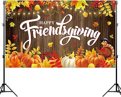 Happy Friendsgiving Photo Booth Backdrop Pumpkin Harvest Fall Thanksgiving Party 7x5ft