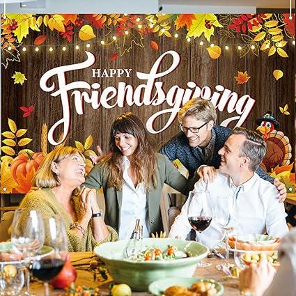 Happy Friendsgiving Photo Booth Backdrop Pumpkin Harvest Fall Thanksgiving Party 7x5ft