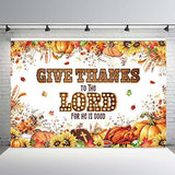 Thanksgiving Christian Backdrop Give Thanks to The Lord Autumn Pumpkins Sunflowers Banner