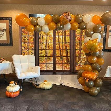 7x5ft Fall Wooden Window Backdrop Autumn Forest Maple Leaves Thanksgiving Photo Banner