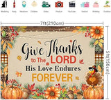 7x5ft Give Thanks to The Lord Backdrop Christian Thanksgiving Pumpkin Maple Leaf Banner